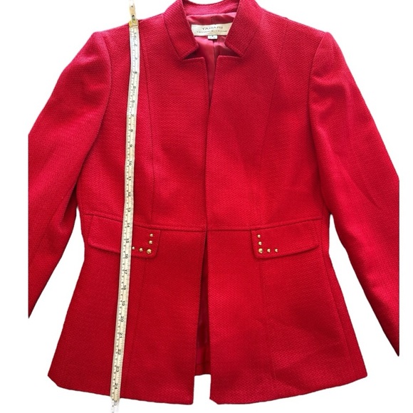 TAHARI ASL Women’s Red Tailored Inverted Lapel Collar Blazer Jacket Studded Sz 6 - Picture 12 of 12